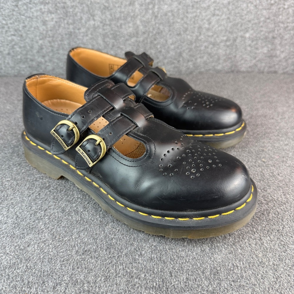 Dr. Martens 8065 Mary Jane Shoes Size 8 Black Leather Double Strap T-Bar 12916